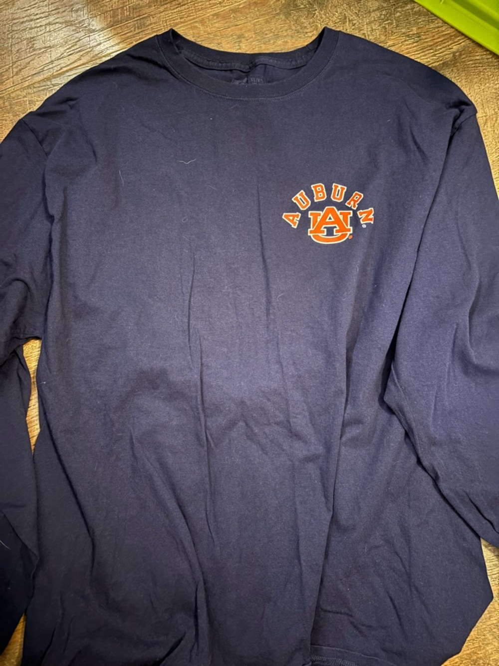 Russell Athletic Navy Long Sleeve Auburn Tee with Orange Logo